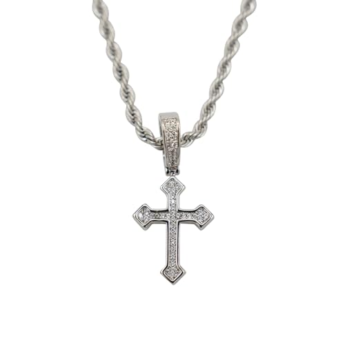 GLD Cross Necklace for Men and Women - Iced Micro Celtic Cross Pendant with 16-22