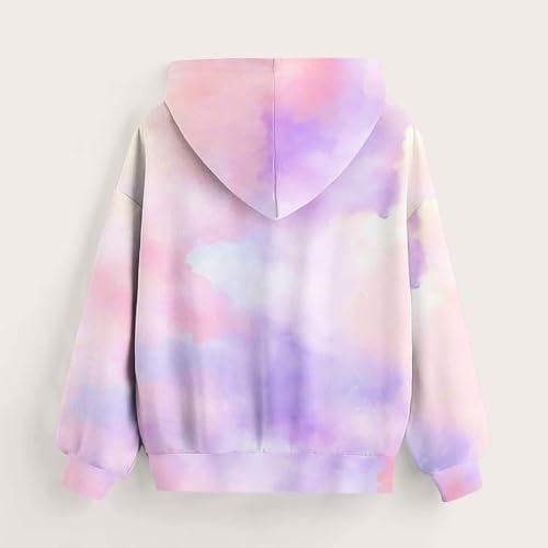 Cute Hoodies Girls Tie Dye Sweatshirts Oversized 2025 Trendy Long Sleeve Pullover Tops Tween Girl Preppy Clothes4