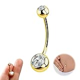 Piercing Ombligo Dorado Zircon 8mm Titanio Pendiente Ombligo Mujer joyeria Corporal Brillante hipoalergenico aro Ombligo Sexy Elegante para Playa Verano Fiesta Regalo