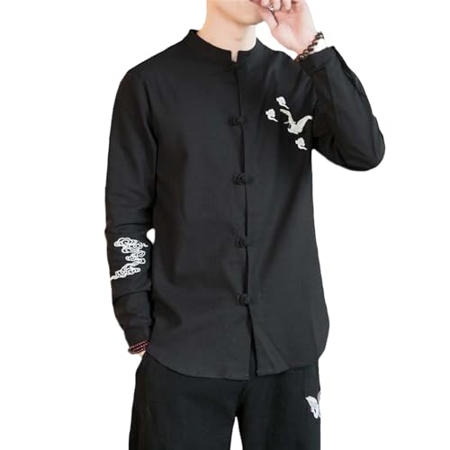 Chemise homme style chinois à nœud rétro en coton pour Tai Chi