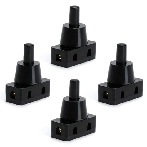 TNSLAND 4pcs Interruptor de botones 250V 10A IP20 interruptor de presión empotrado unipolar Lámpara de mesa electrodomésticos muebles de cocina toma de corriente(negro)