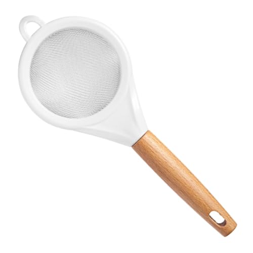Toyvian Colador de Malla Fina con Mango de Madera Ergonómico Tamiz para Harina y Azúcar Polvo Filtro Pequeño para Hornear y Cocinar Reutilizable y Fácil de Usar