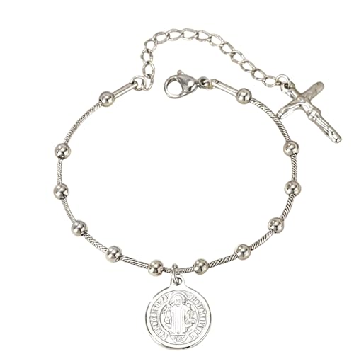Bijoux de foi en acier inoxydable avec chaîne de mains et perles de prière unisexes