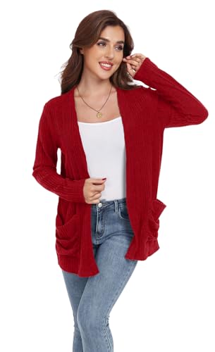 Image of GRECERELLE Womens Long Sleeve Lightweight Open Front V-Neck Casual Cardigan Sweaters Outerwear with Pockets 2025, S-2XL