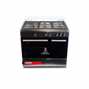 Corberó – Cocina de Gas Butano 5 Fuegos | CCSF5GB922X | 80x90x60 | Horno 60L | Autoencendido | Cajón Calientaplatos | Fácil Limpieza | Tapa Cristal, Bandeja y Parrilla Extra Gruesa, Acero Inoxidable
