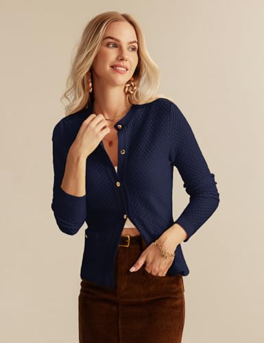 GRACE KARIN Womens 2024 Cardigan Sweaters Dressy Long Sleeve Button Down Sweater Jacket Open Front Sweater with Pockets2