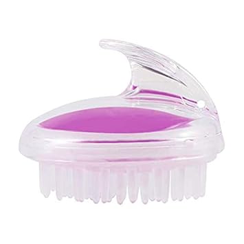 Cute critters Handheld Hair Scalp Massager Shampoo Brush, Dandruff Brush for Scalp Care Deep Hair Cleaning, Body Washing Massager, Soft Silicone Shower Comb for Women, Men, Kids (Purple, Transparent)
