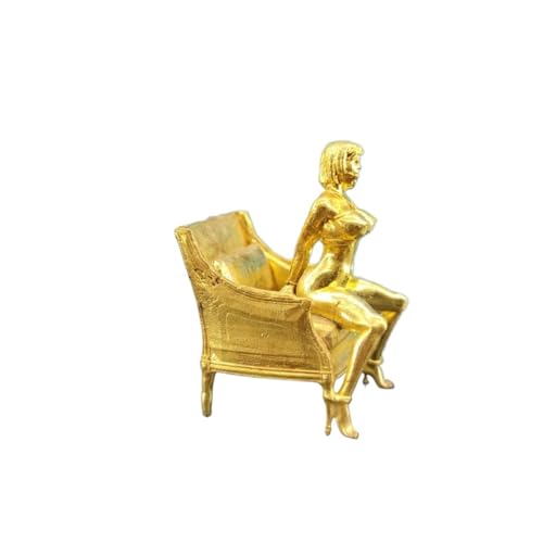Figurines nude en laiton pour posture assise, sculpture sexy en métal doré, statue, art corporel, artisanat, bureau, décoration de voiture