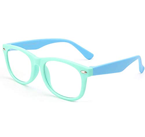 FOURCHEN Kids Blue Light Blocking Glasses, Anti Blue Light Glasses for Kids Computer Gaming TV Glasses Anti Glare & Eyestrain & Blu-ray Filter Glasses (Matte Green Blue)