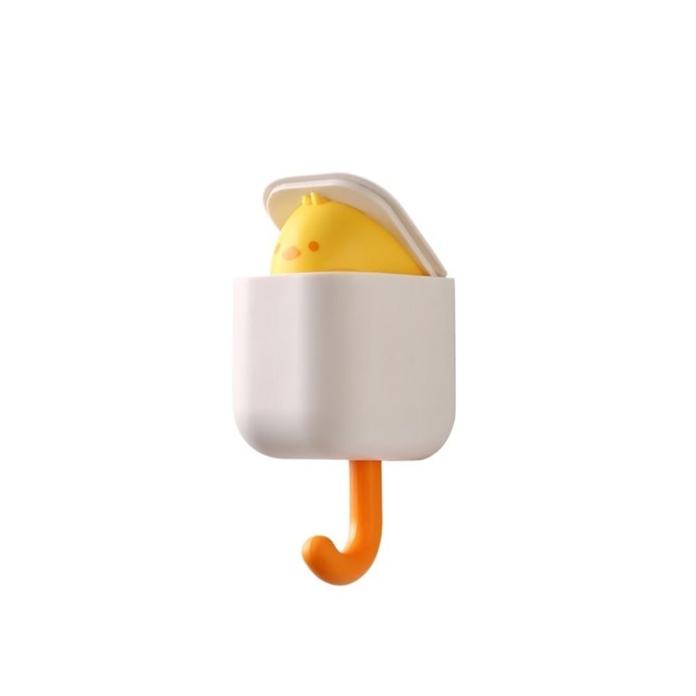 Lopheco 3/6 Pcs Cute Cartoon Animal Wall Hooks, Self Adhesive Hangers, Creative Decor for Home Bedroom Dorm(Little Yellow Duck 3pcs)