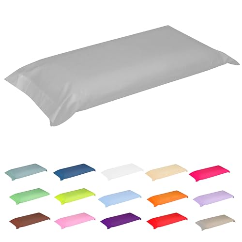 Fundas para Almohada 100% Algodón, Todos los Tamaños, Tacto Muy Suave, para Todas Las Camas, Fabricado en Portugal, Funda Exterior (90 cm, Gris)