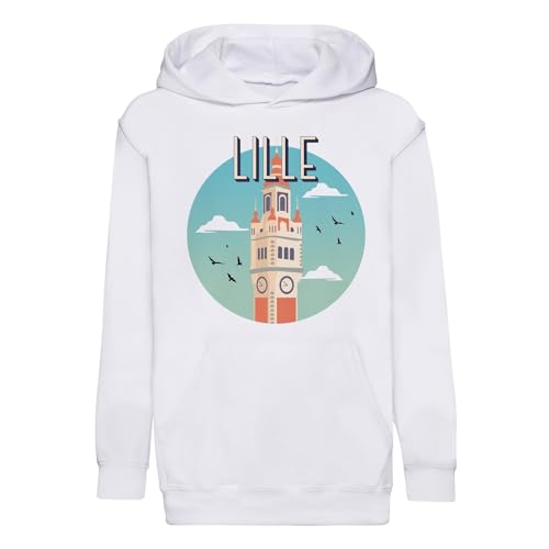 Sweat à Capuche Enfant Lille France - Hoodie Premium Ville et Monument