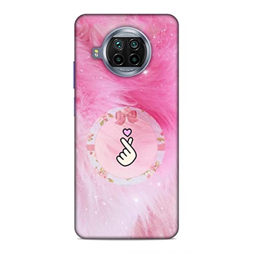 Image of Printed Mobile Back Hard Case Cover for Xiaomi Redmi 10i 5G / Xiaomi Redmi 10T Lite 5G | Finger Hearts, Pink Feathers, Soft Furr -2191