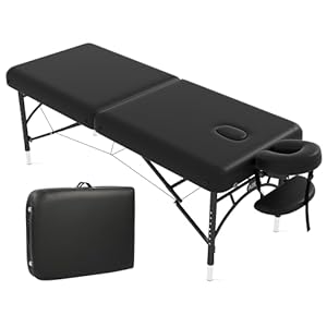 Massage Table 28 Inch Wide, Spa Tattoo Bed, Memory Foam PU Leather Professional 2 Fold Portable Facial Esthetician Salon Bed with Carrying Bag & Lightweight Aluminium Leg, Hold Up to 1100LBS