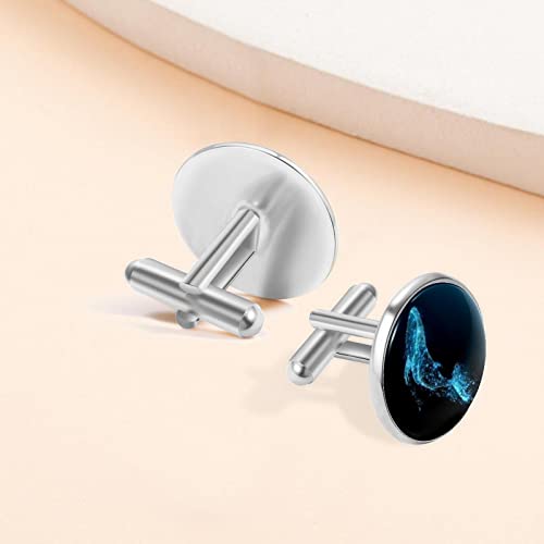 Starlight Walvis Vector Print Klassieke RVS Manchetknopen voor Heren, Pak Shirt Manchetknopen Sieraden Zakelijke Bruiloft Cadeaus - Image 5