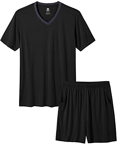 Image of MoFiz Mens Pajamas Set Short Sleeve PJ's Sleep Lounge Sleepwear Cool Pyjama Summer Sets Comfortable Lightweight