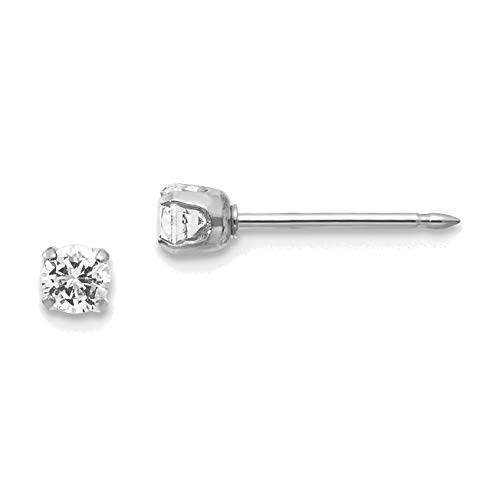 Inverness 14k White Gold 3mm CZ Post Earrings Elegant