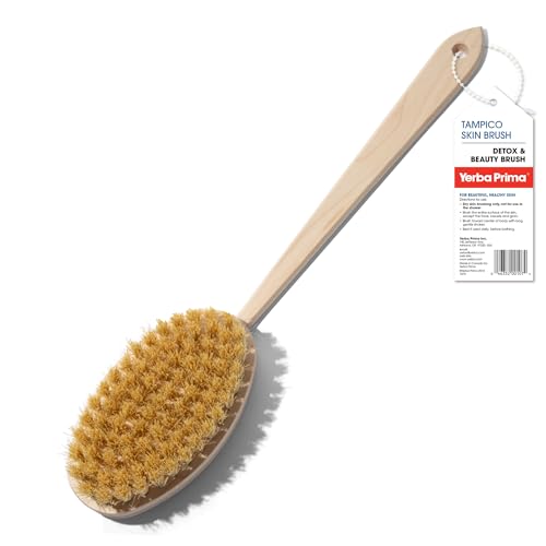 Yerba Prima Tampico Skin Brush (Pack of 1) - Natural Vegetable Fiber Bristles for Dry Skin Brushing