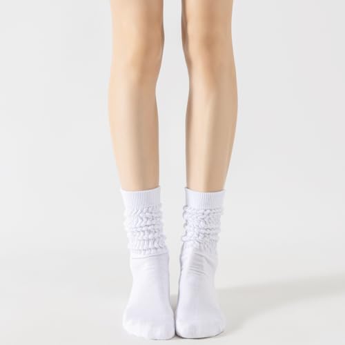 Image of Flydo Slouchy Socks for Women White Scrunch Slouch Boot Sock