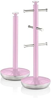 Swan SWKA1054PURN Retro Kitchen Towel Pole and 6 Branch Mug Tree, Purple