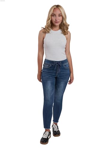 Royalty For Me Calça jogger feminina pequena cintura alta jeans tornozelo, T matizado azul, GG