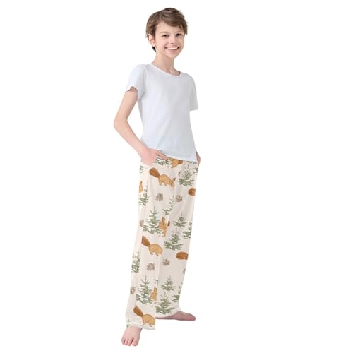 Boys' Pants Squirrel Fir Tree Long Bottoms Jogger Pants Elastic Waist Trousers with Pockets S-XL4
