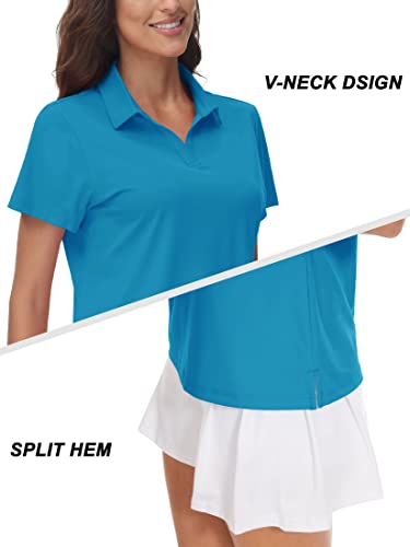 Image of TACVASEN Women's V-Neck Polo Shirts UPF 50+ Short Sleeve Sun Protection Quick Dry Golf Polos Collared Shirt