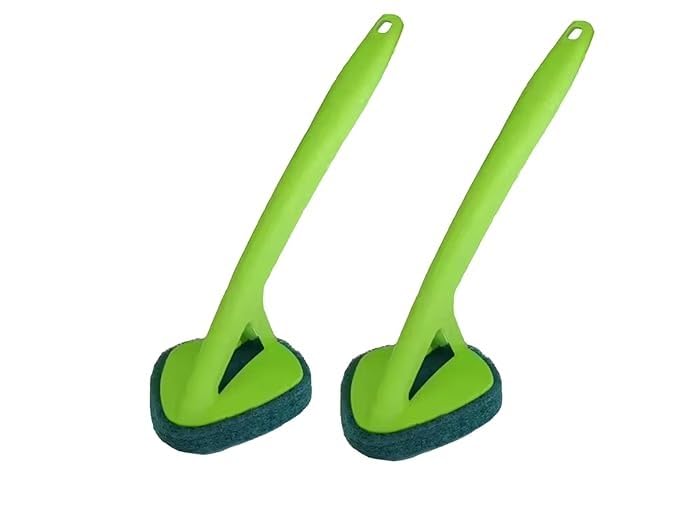 Bathroom Tile Cleaning Brush with Scrubber, Long Handle, Green, 2-Pack | Scouring Sponge Pad, Hanging Hook Handle, Kitchen & Bathroom Use, Triangular Head Design, Easy Grip Handle-image-35
