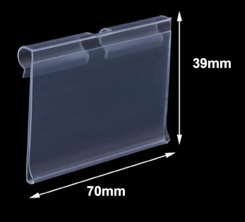Image of Q1 Beads 50 Pcs. Plastic (L70 mm x H39 mm) Display Pegboard Label Holder for Shelves, for Retail Merchandise Shopping Mall Store Shop Supermarket UPC Price