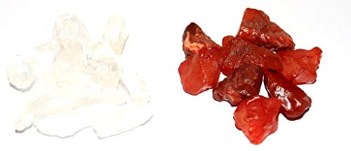 Image of R.R. SHEIKH GEMS Natural Healing Crystal Gemstones Combo: Clear Quartz And Carnelian Stones.