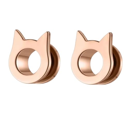 FIETIWINET New 2026 2Pcs Stainless Steel Flower Ear Gauges Tunnels And Plugs 6-20Mm Cat Stretcher Expander Dilatacion Oreja Jewelry Fashion Accessories Creative Gift