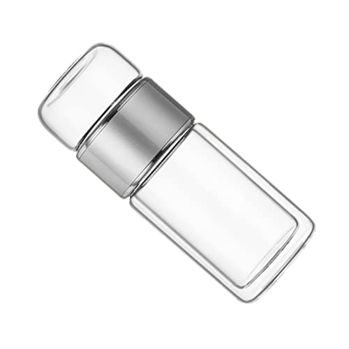 Acouto Tea Infuser Bottle 430ml Double Layer Stainless Steel Leakage Proof Glass Water Bottle for Office Travel Home Tea Infuser Mug Viral Water Bottle (Silver)
