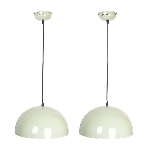 Image of Bene Borco Hanging Ceiling Lights, Pendant Light Home Decoration and Kitchen Decor, Hanging Lamps for Bedroom, Balcony, Entrance, Decorative Roof Light, Green, MS 31cm, Pack of 2