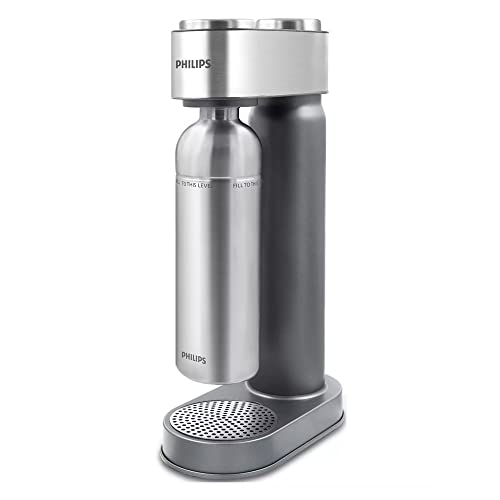 Philips GoZero Soda - Sparkling Water Maker with Premium 1 Litre Stainless Steel Water Bottle for Carbonating, Silver, ADD4905SV/79