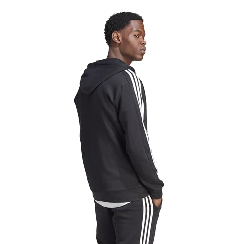 Image of adidas Essentials Men's Fleece 3-Stripes Full-Zip Hoodie Top with Hood