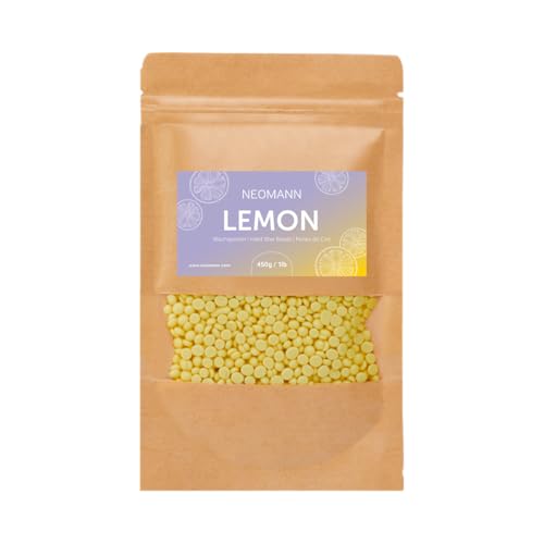 NEOMANN Perlas de cera para depilación con cera 450 g, aroma de limón, cera dura o cera para depilación sin dolor, para todos los calentadores de cera y todo el cuerpo