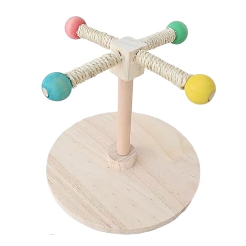 Duroecsain Juguetes de jaula para pájaros, posada de pájaros - Rueda de pescado de juguete para pájaros - Foraction interactivo giratorio de madera para periquito cockatiel conure