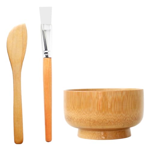 SOESFOUFU Face Mask Mixing Bowl Brush Set 5pc Diy Mask Bowl Spatula Tools Wood Bamboo Kit
