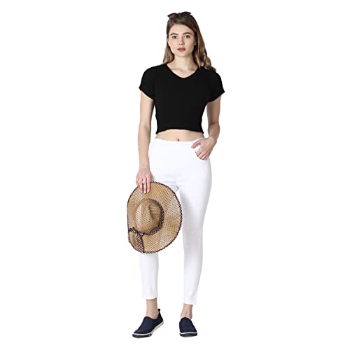 Image of 4Flies Women's Denim Lycra Jeggings - Stretchable Slim Fit Ankle-Length Pants for Casual, Office & Travel Wear - Stylish & Comfortable