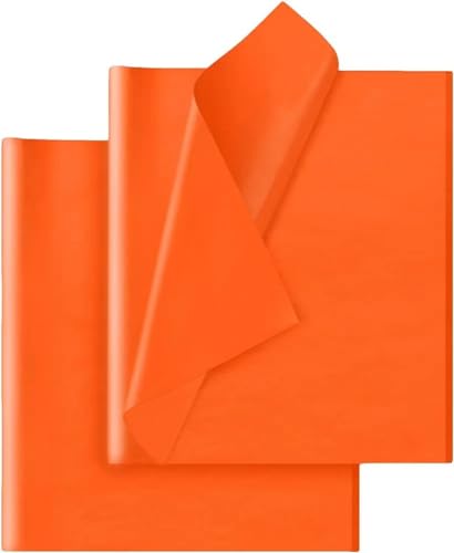 Image of Hlonon Orange Tissue Paper for Gift Bags - 30 Sheets of Orange Wrapping Tissue Paper Bulk Packaging Paper for Weddings Birthday DIY Project Christmas Halloween Thanksgiving Gift Wrapping Crafts Decor