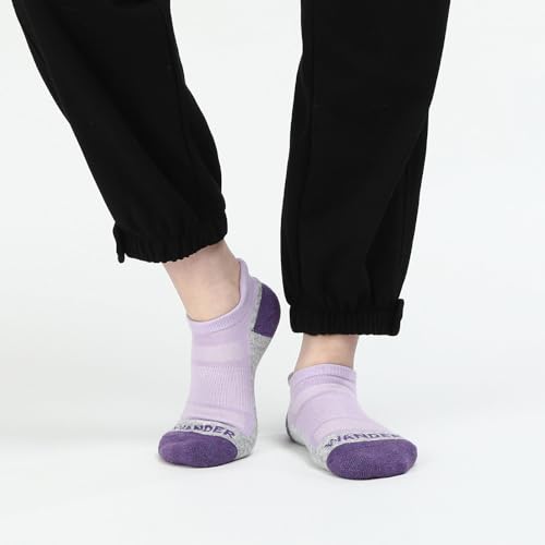 Image of WANDER Merino Wool Ankle Running Hiking Socks 3 Pairs Lightweight Cushioned Sweat-Wicking No Show Athletic Socks Men Women