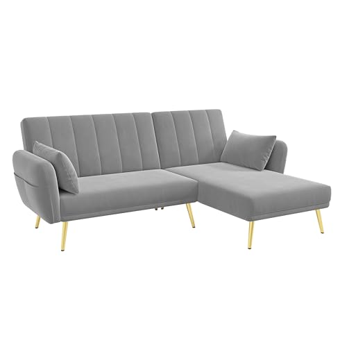 Sofá cama plegable en L SUKY gris con esquina adicional para salón 6