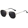 MEETSUN Polarized Hexagon Sunglasses for Women Men Polygon Square Sun Glasses UV400 Protection Metal Frame