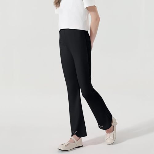 Girls Bell Bottom Bow Tie Flare Leggings for Kids High Waist Teen Uniform Pants Winter Warm Cute Preppy Clothes2