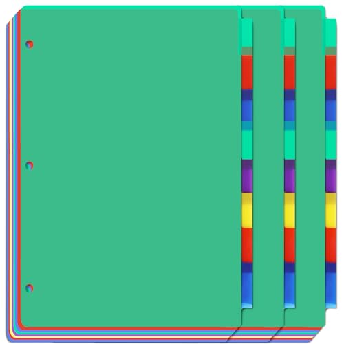 Darice 8-Tab Plastic Dividers 24 Pcs - Binder Dividers with Tabs - Multicolored Plastic Divider for 3 Ring Binder - File Organization – Ideal for Office, Back to School Supplies