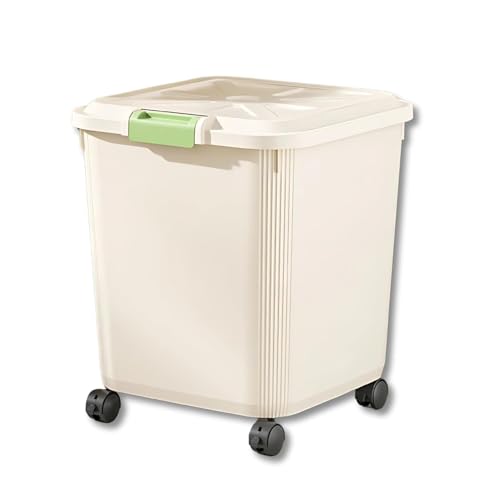 Image of Ash & Roh Large Plastic Storage Bin with Lid and Wheels, Airtight Rolling Container for Pet Food, Grains, Toys, and Pantry Items (18KG - Large (WITH WHEELS))