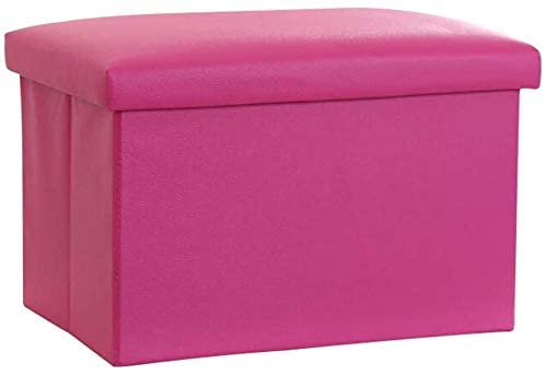 Tabouret de rangement bois massif coffre à chaussures rose