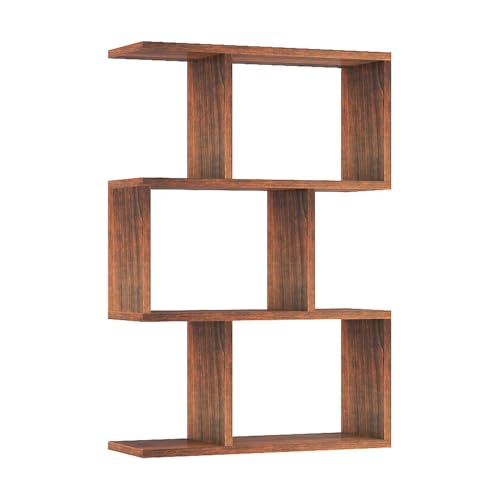 Image of Engineered Wood Floating Bookshelf Wall Mounted | Modern Display & Storage Shelf for Home Library Living Room Bedroom Office | Matte Finish Decorative Wall Unit | Walnut