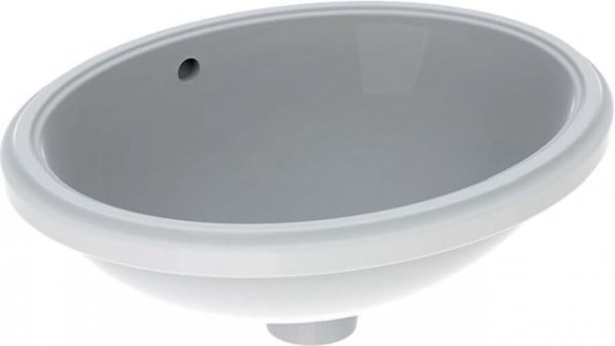 Lavabo bajo encimera ovalado VariForm de Geberit, 420x330mm, sin agujero para grifo, con rebosadero, Color: Blanco