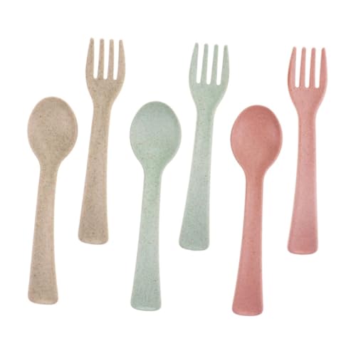 FAVOMOTO 1 Set 6 Pcs Children's Fork and Spoon Set Dinnerware Sets for Utensils Assorted Color Tableware Tableware Flatware Silverware Tableware